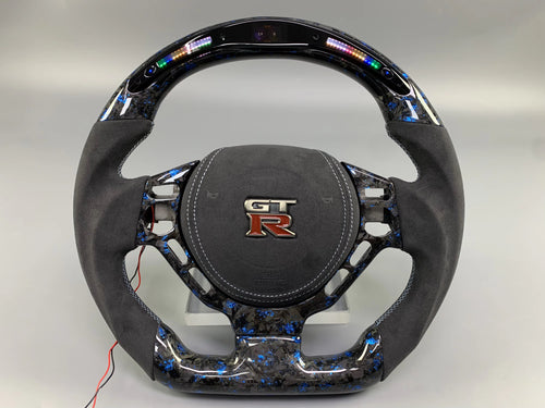 Nissan R35 GT-R (2008–2016) Forged Blue Carbon Steering Wheel – Blue Carbon Flake Finish
