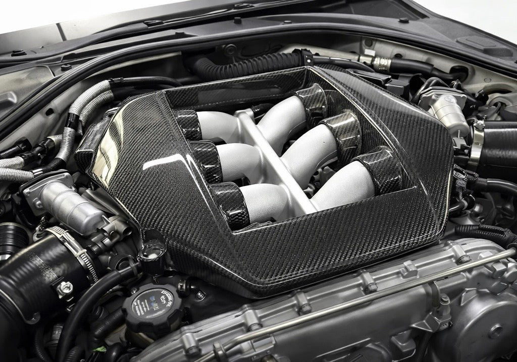 High-Gloss Carbon Fiber Intake Cover – R35 Nissan GT-R (2008–2016)