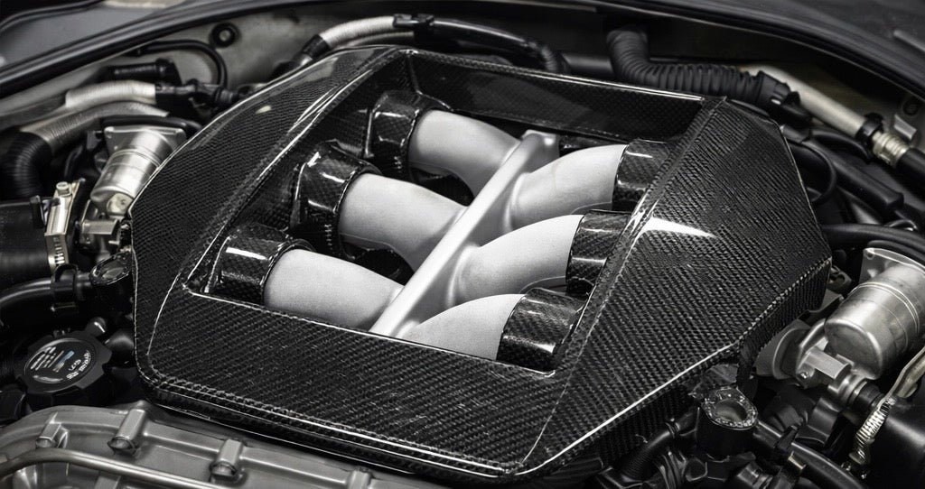 High-Gloss Carbon Fiber Intake Cover – R35 Nissan GT-R (2008–2016)